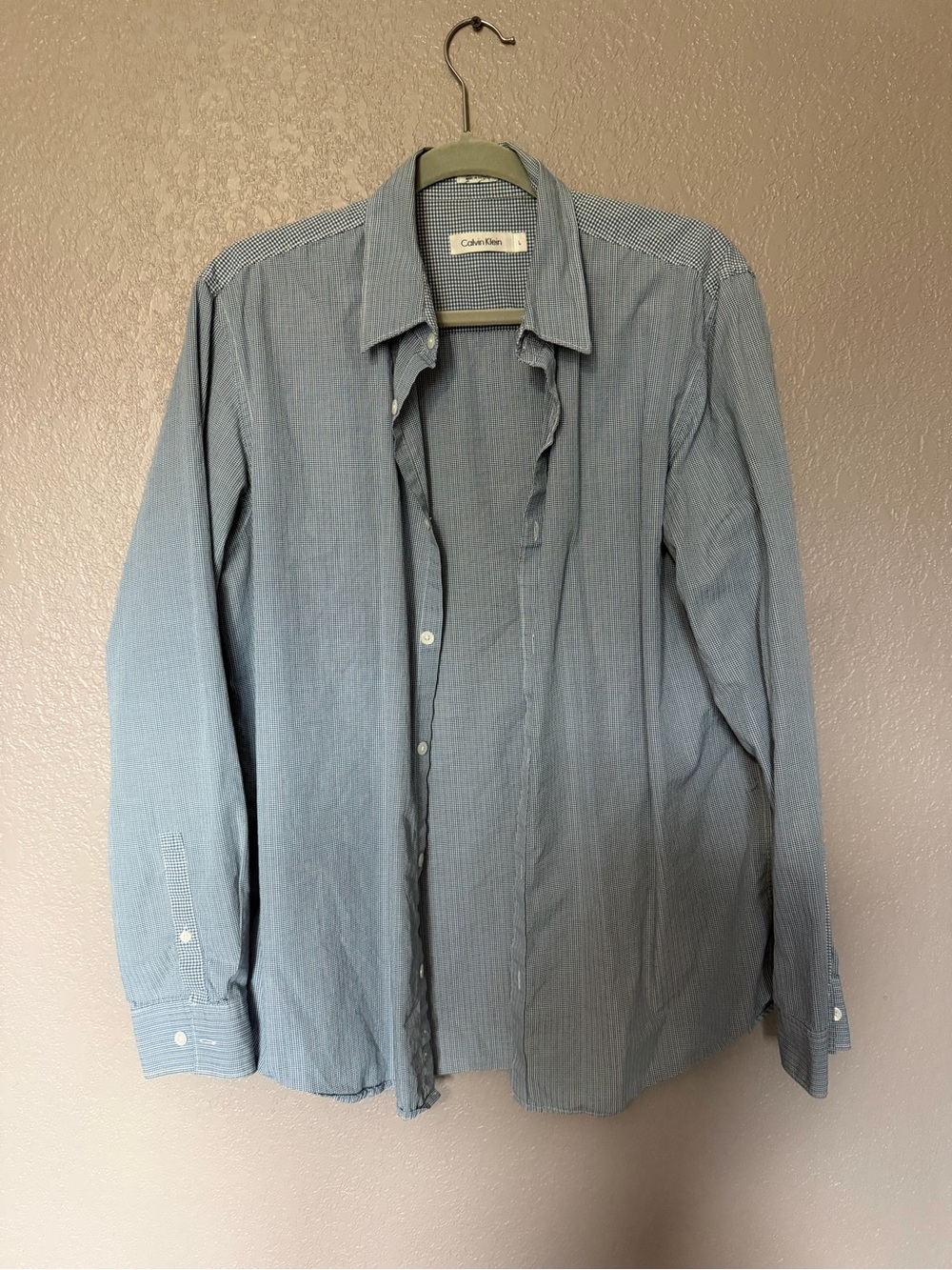 Calvin Klein Light Blue Pinstripe Long-Sleeve Button Down Shirt